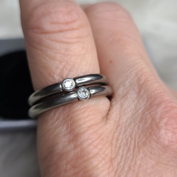 Liscel Jewelry - Stack Ring Thumb Ring Titanium Cubic Zirconia Size 8.5 Size 9 ~Sold Separately